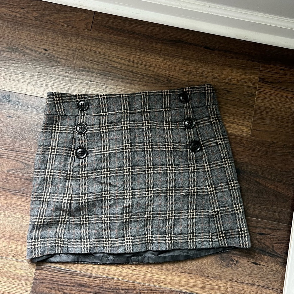 Plaid Button-Detail Skirt - GAP